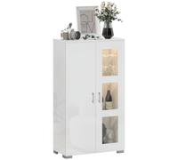 HOMCOM Vitrine Meuble Salon LED 16 Couleurs, Blanc 71x35x126cm | Télécommande, Haute Brillance, Buffet Cuisine, Style Moderne