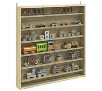 HOMCOM Vitrine Murale à 7 Niveaux, vitrine avec 6 étagères réglables, Portes en Verre pour la Maison, Le Bureau et Les Ornements 83x80cm, chêne