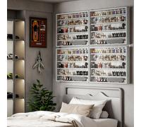 HOMCOM Vitrine murale pour objets de collection 5 étagère réglables en hauteur et 2 portes coulissantes 80 x 9,5 x 60 cm gris