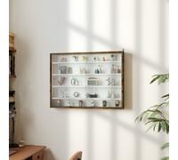 HOMCOM Vitrine murale pour objets de collection 5 étagère réglables en hauteur et 2 portes coulissantes 80 x 9,5 x 60 cm marron
