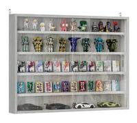 HomCom Vitrine murale 80×9,5×60 cm – 4 étagères réglables, 2 portes coulissantes verre, gris