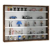 HomCom Vitrine murale 80 x 9,5 x 60 cm – 4 étagères réglables – 2 portes coulissantes verre – Marron