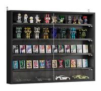 HomCom Vitrine murale collection 80×9,5×60 – 2 portes coulissantes en verre, 4 étagères – Noir