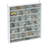 HOMCOM Vitrine pour Collection 6 Étagères, 80x9,5x83cm Blanc | Vitrine Murale, Étagères Réglables, 2 Portes Coulissantes en Verre, pour Collection de Figurines et Voitures Miniatures