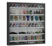 HOMCOM Vitrine pour Collection 6 Étagères, 80x9,5x83cm Noir | Vitrine Murale, Étagères Réglables, 2 Portes Coulissantes en Verre, pour Collection de Figurines et Voitures Miniatures