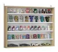 HomCom Vitrine murale - 5 étagères réglables, 2 portes coulissantes verre, panneaux bois clair blanc