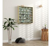 HOMCOM Vitrine pour collection vitrine murale 80 x 9,5 x 83 cm 6 étagères réglables en hauteur 2 portes coulissantes en verre