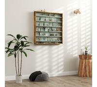 HOMCOM Vitrine pour collection vitrine murale 80 x 9,5 x 83 cm 6 étagères réglables en hauteur 2 portes coulissantes en verre
