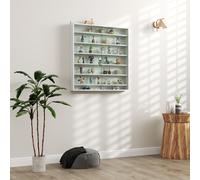 HOMCOM Vitrine pour collection vitrine murale 80 x 9,5 x 83 cm 6 étagères réglables en hauteur 2 portes coulissantes en verre