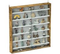 HOMCOM Vitrine pour Collection vitrine Murale 80 x 9,5 x 83 cm avec 6 étagères réglables en Hauteur et 2 Portes coulissantes en Verre, pour Collection de Figurines et Voitures Miniatures, Marron