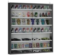 HOMCOM Vitrine pour Collection vitrine Murale 80 x 9,5 x 83 cm avec 6 étagères réglables en Hauteur et 2 Portes coulissantes en Verre, pour Collection de Figurines et Voitures Miniatures, Noir