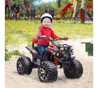 HOMCOM Voiture 4x4 Quad Buggy électrique Enfant 12 V 8 Km/h Max. Effets Lumineux sonores Selle avec Dossier Porte-Bagage Avant métal PP Rouge Noir Description:Laissez vos enfants découvrir tout le pla