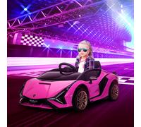 HOMCOM Voiture électrique Enfants de Sport Véhicule électrique Lamborghini Sian 12 V - V. Max. 5 Km/h avec Télécommande 2,4G Effets sonores + Lumineux Rose