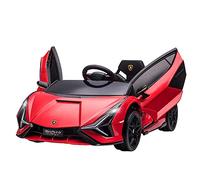 HOMCOM Voiture électrique Enfants de Sport Supercar sous Licence Lamborghini Sian 12 V - V. Max. 5 Km/h avec Télécommande 2,4G Effets sonores + Lumineux Rouge