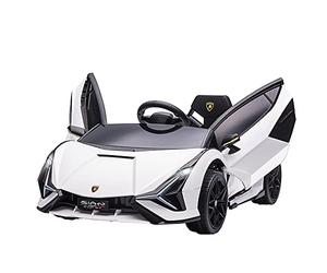 HOMCOM Voiture électrique Enfants de Sport Véhicule électrique Lamborghini Sian 12 V - V. Max. 5 Km/h avec Télécommande 2,4G Effets sonores + Lumineux Blanc