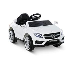 HOMCOM Voiture électrique Enfants sous Licence Mercedes Benz GLA AMG, véhicule électrique 3 Ans avec télécommande 2,4 GHz, MP3 USB, lumières et Sons, Ouverture de Portes, Blanc