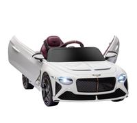 HOMCOM Voiture Électrique pour Enfant de 3 à 5 Ans 2 Moteurs 12V 25W Blanc | 3-5 Km/h, Télécommande 2,4G, MP3, Klaxon, 2 Phares et 2 Feux Arrière, Roues Suspendues, 2 Portes Ouvrables, Bentley Bacalar