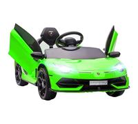 HOMCOM Voiture électrique pour Enfants, Licence Lamborghini Aventador SVJ, 12V avec Portes Papillon, télécommande LED, Musique, USB, Vitesse 3-5 Km/H, Vert