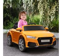 HOMCOM Voiture Électrique pour Enfants, max. 3 km/h, avec Télécommande, Ceinture de Sécurité, Connexion MP3, 3-5 Ans, Jaune