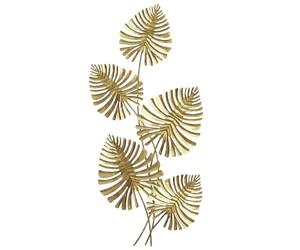 HOMCOM Wall Art à 5 feuilles de Monstera avec accessoires de montage inclus, décorations murales en métal, 83 x 2,5 x 39 cm, doré