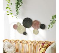 HOMCOM Wall Art à 8 Disques 3D en Métal, 110x7x58 cm, couleur Bronze, Orange et Jaune