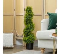 HOMCOM Zypresse Artificielle 90cm Plante Artificielle en Forme de Spiral, Plante en Plastique Artificielle dans Pot, Décoration Moderne