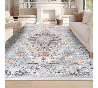Homcomodar Doux Tapis de Salon 200x300cm Bleu Tapis Chambre Adulte Tapis Salon Lavable en Machine Tapis Oriental de Chambre Salle a Manger