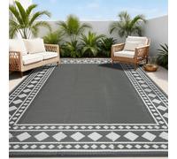 Homcomodar Tapis d'extérieur résistant aux intempéries, 180 x 270 cm, réversible, tapis de balcon, perméable à l'eau, tapis d'auvent, tapis d'extérieur en plastique pour camping, terrasse