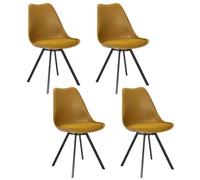 HOMDE Deco Factory, HD0482, Lot de 4 chaises Modernes avec Coussin, Design élégant et Confortable, parfaites pour Salle à Manger ou Bureau, Couleur Jaune, Taille 52x82x47 cm