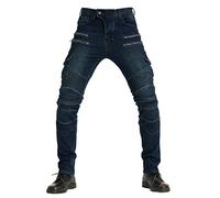 HOMDECR Homme Pantalon De Moto Pour Jeans De Moto Pantalon D'armure De Motard Pantalon De Protection Pour Vélo, 4 X Tapis De Protection (Bleu,XL)