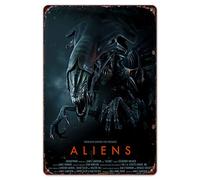 HomDeo Metal Signs Vintage Novelty Wall Decor Aliens Movie Poster Vintage for Bar Ranch Cafe Laundry Room Gym Wine Cellar Tin Sign 8" w x 12" h