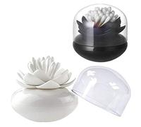 HomDSim Lot de 2 supports de coton-tige, cure-dents En forme de lotus Avec couvercle transparent Anti-poussière