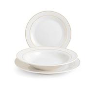 Home 18 pièces de vaisselle Montpellier en porcelaine, fil d’or, White