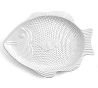 HOME 2569500 Piatto Pesce Ceramica 42 x 32 x 3 arredo tavola, Bianco. Facile da usare, pulire e riporre.