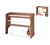 Home Étagère 3 Rouleaux Cuisine Bois foncé, Bois, 34 x 11 x 26 cm