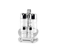 Home 4 Piece Set, Stainless Steel, Transparent Oil Cruet, 12 x 12 x 19 cm