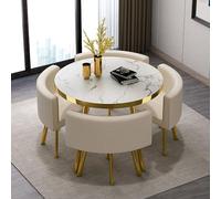 Home 43 Ensemble de table à manger ronde 5 pièces 1 table et 4 chaises pour cuisine, salle à manger, petit déjeuner, bar, petite conférence, 80 x 75 cm / 31.5x29.5in (l x H)