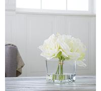 Home 50-139 Pure Garden Lily Arrangement Floral avec Vase en Verre Crème