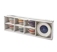 Home 731310 100 Righe Set de 6 tasses à thé avec soucoupe, Stoneware, cc250