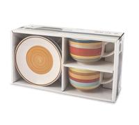 Home 731327 100 Righe Set 2 tasses Jumbo avec soucoupe, Stoneware, cc530