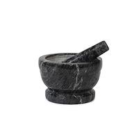 HOME 9716218 Mortier en marbre avec pilon, noir, 18 cm