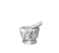HOME 9767714 Mortier en marbre avec pilon, blanc, 14 cm