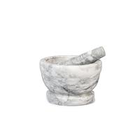 HOME 9767718 Mortier en marbre avec pilon, blanc, 18 cm