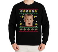 Home Alone Christmas Kevin Ugly Sweater Design - Vêtements de Noël festifs, idée cadeau, joyeux Noël, design de Noël, Père Noël, pull d'hiver, Noir , XL