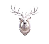 Home Animal Head Wall Decoration Deer Head Resin Wall Hanging Deer Wall Art Faux with Detachable Antler Fake Taxidermy Wall Decor Hanging Decoration Elk Animal Skulls for Living Room Restaurant Bar.(W