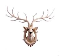 Home Animal Head Wall Decoration Deer Head Resin Wall Hanging Deer Wall Art Faux with Detachable Antler Fake Taxidermy Wall Decor Hanging Decoration Elk Animal Skulls for Living Room Restaurant Bar.(W