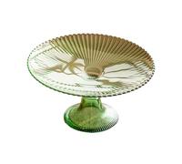 Home Assiette en verre à pied haut, assiette à pâtisserie dim sum club hôtel de luxe légère - rayures verticales