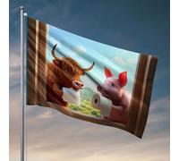 Home Bar Decor A Cow And A Pig Look Out Of A Window, Each holding a roll of toilet paper flag college Dorm Posters for Guys Spring Garden Flag (60 x 90 cm)