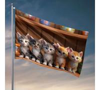 Home Bar Decor Cinq adorables chatons assis ensemble drapeau universitaire dortoir affiches pour gars printemps jardin drapeau (120 x 180 cm)