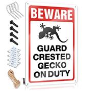 Home Bar Decor - Plaque en métal personnalisée pour extérieur - Inscription « Beware! Guard Crested Gecko On Duty » - 20 x 30 cm